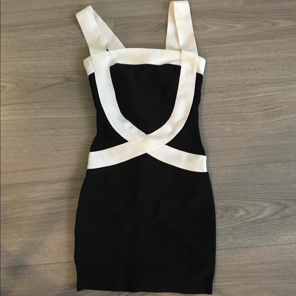 Guess by Marciano black and white bandage dress
